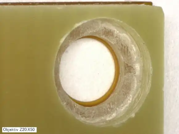 Macro image of the countersink hole